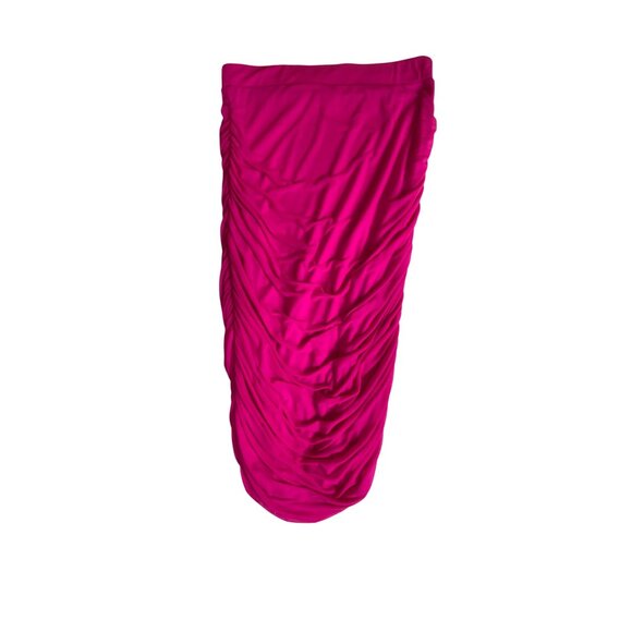 Hot Pink Ruched Bodycon Skirt XL Fashion Nova Stretchy Sexy Neon Mesh - Picture 3 of 5